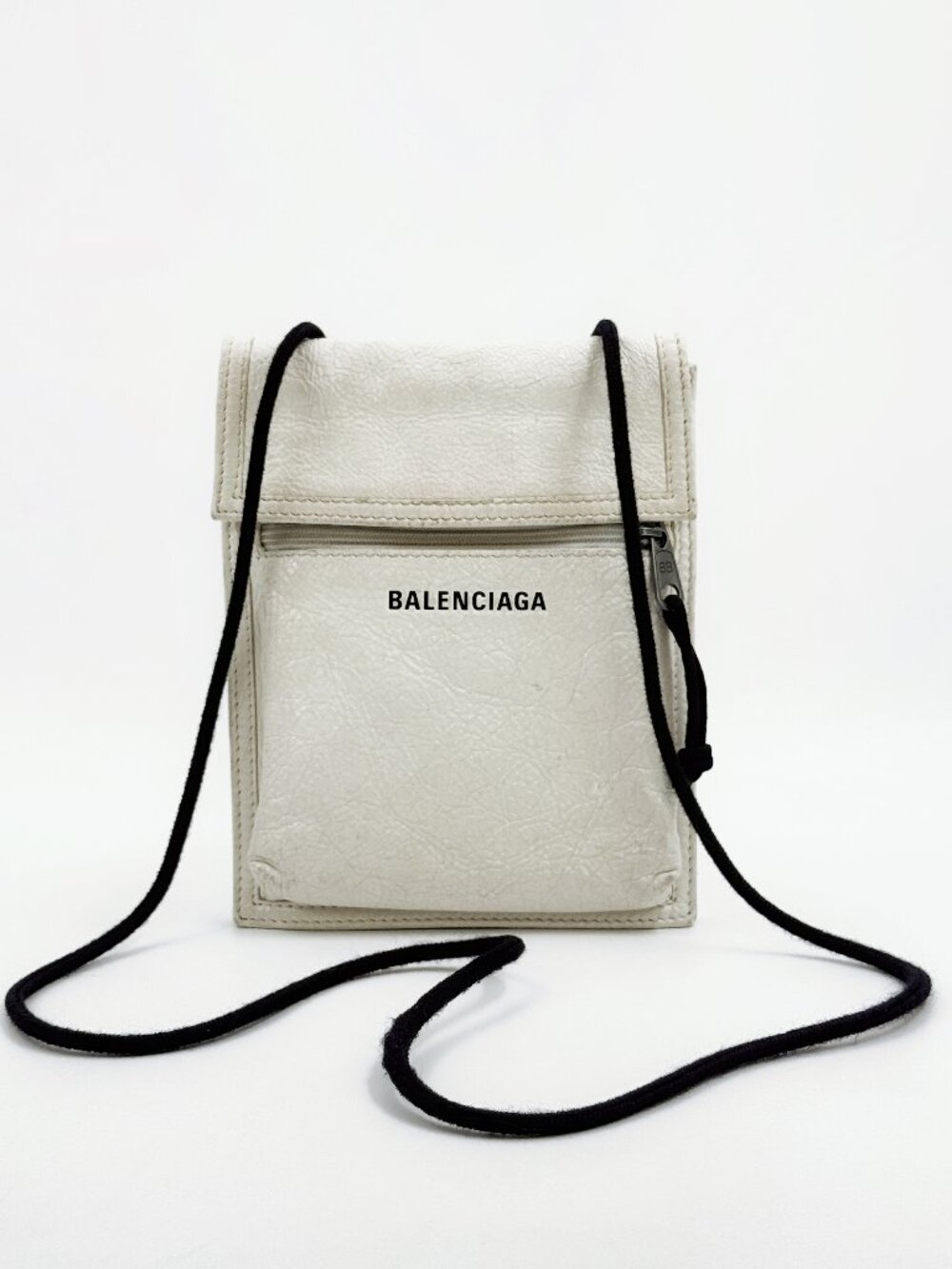 Balenciaga Explorer Small White Agneau Leather Crossbody Pouch Bag